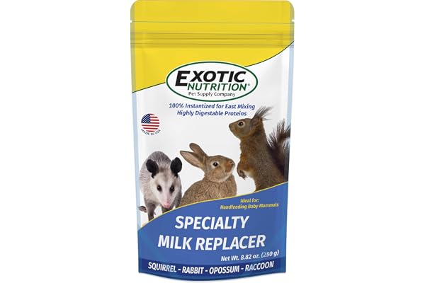 Milk Replacer - Healthy Powdered Formula Ideal for Baby Squirrels, Rabbits, Opossums, Raccoons | 100% Instantized for Mixing Digestible Proteins | 8.8oz (Specialty Milk Replacer 8.8 oz.)
