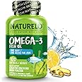 NATURELO Burpless Omega 3 Fish Oil Supplement - 1100mg Triglyceride Omega-3, EPA + DHA, Liquid Fish Oil Omega 3 for Heart, Ey
