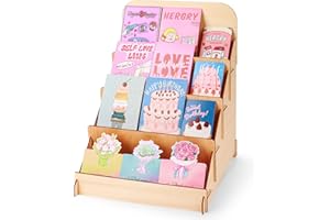 Luoyadee Greeting Card Display Stand, 4 Tier Retail Display Stand, Wooden Cardboard Card Display Stand, Portable Sticker Display Stand for Vendors, Craft Trade Shows, Table Display