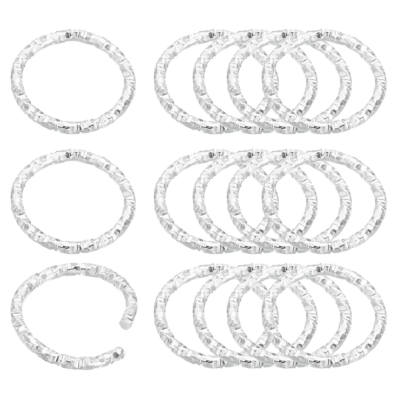 PATIKIL 1.5 x 15mm Wine Glass Charm Ring, 100 Pack Metal Earring Beading Hoop Twisted Open Jump Rings, Silver