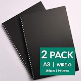 A4 Sketchbook - 80 Pages (40 Sheets) 180gsm Acid-Free Paper, Wire-O Bound With Kraft Cloth Cover