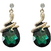Navachi 18k Gold Plated Crystal Multicolor Pear Shape Zircon Snake Drop Dangle Earrings