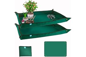 BIUWING Planter Tray, 2PCS Thickened Oxford Fabric Portable Indoor Plant Repotting Mat, Extra Large 43''*29'', Waterproof, Foldable, Blackish Green