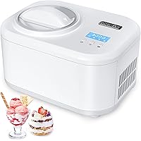 KUMIO 1 Quart Automatic Ice Cream Maker with Compressor, No Pre-freezing, 4 Modes Frozen Yogurt Machine with LCD Display & Ti