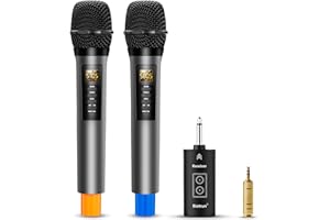 Bietrun Wireless Microphones with Echo,Treble,Bass&Bluetooth,160FT Range,Portable UHF Handheld Karaoke Dynamic Microphone System with Rechargeable Receiver for Karaoke,Singing,Amp,PA System,DJ,Stage