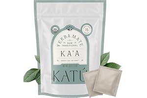 Katú Ka'a Teabags, Premium Organic Raw Yerba Mate Tea, Air-Dried, Unroasted, Smooth Traditional Taste, Natural Energy, 15 Sachets