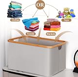 efluky 60L Foldable Laundry Basket Bamboo Fabric Collapsible Storage Grey view 4