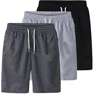 Father's Pack of 3 Men's Casual Summer Shorts Loose Fit Comfortable Pure Color Breathable Daily Wear for Outdoor
