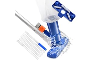 PHOTKEN Upgraded Handheld Pool Vacuum Cleaner for above Ground Pool - Portable Underwater Jet Vacuum Kit with 5 Section Poles of 70", Small Brush Vacuum for Spas, Ponds, Floors, Fountains