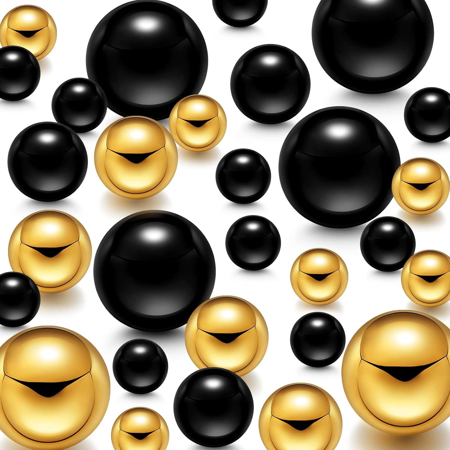 Vase Fillers - 150 Pieces Vase Filler Faux Pearls Vase Makeup Beads No Hole Gloss Pearl Beads Mixed Sizes Round Pearls for Vase Home Party Wedding Decor, 8/14/20 mm (Gold, Black)