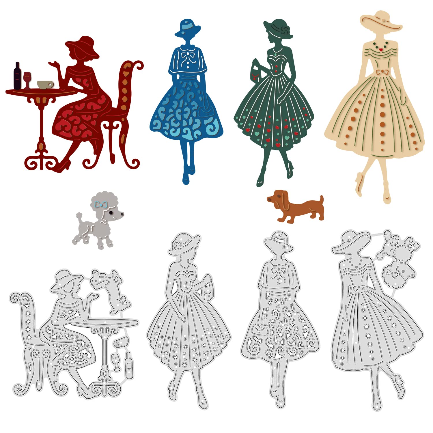 GLOBLELAND Elegant Women Metal Cutting Dies Daily Life Cutting Dies Embossing Shopping Die Cuts Stencil for DIY Scrapbooking Card Making Album Decorative