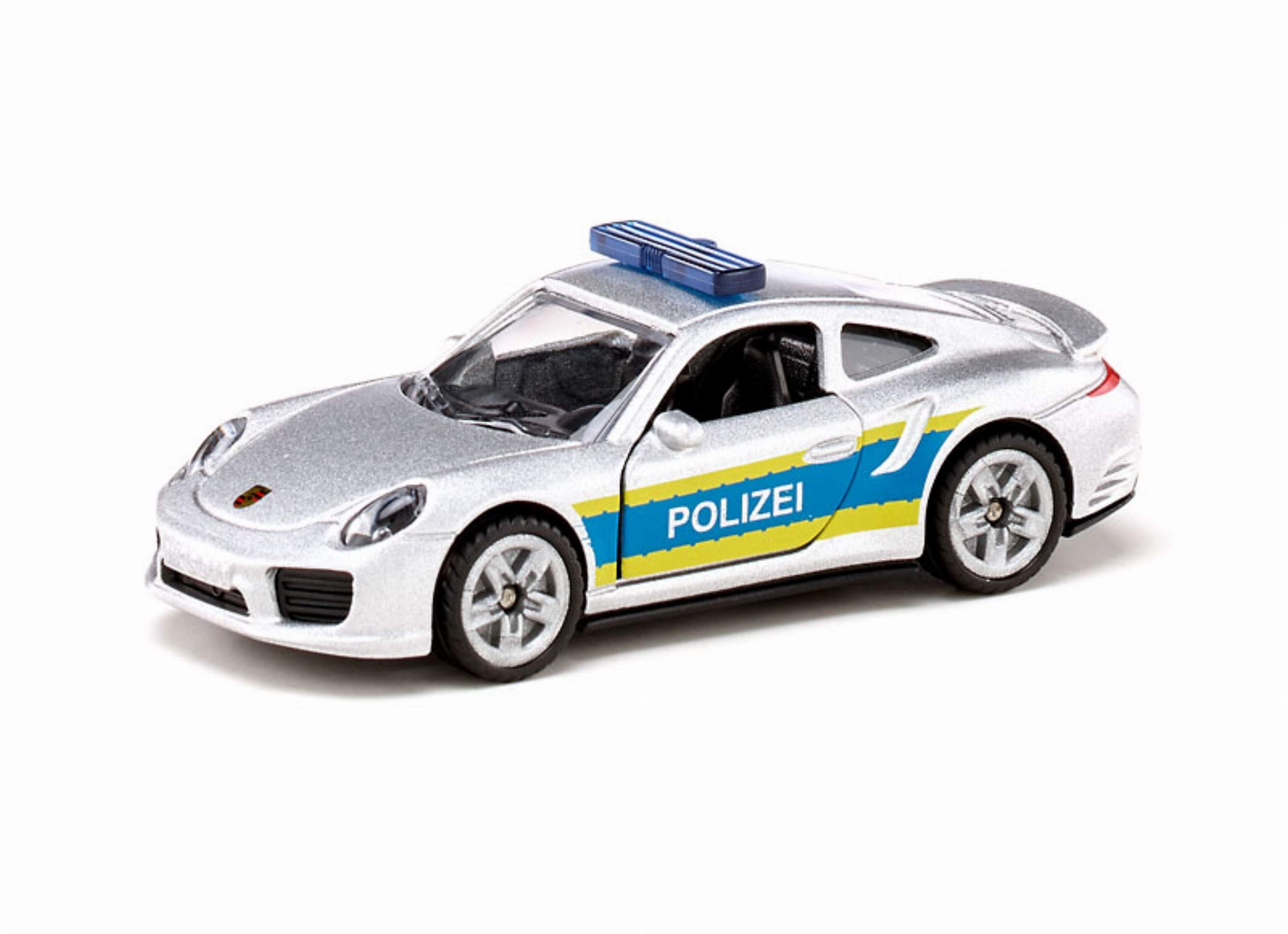 siku 1528, Porsche 911 Police Patrol Car, Metal,Plastic, Silver, Opening doors