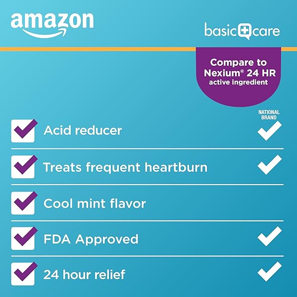AMAZON BASIC CARE ESOMEPRAZOLE MAGNESIUM DELAYED-RELEASE CAPSULES 20 MG, ACID REDUCER, COOL MINT, 42 COUNT (3 PACKS OF 14)