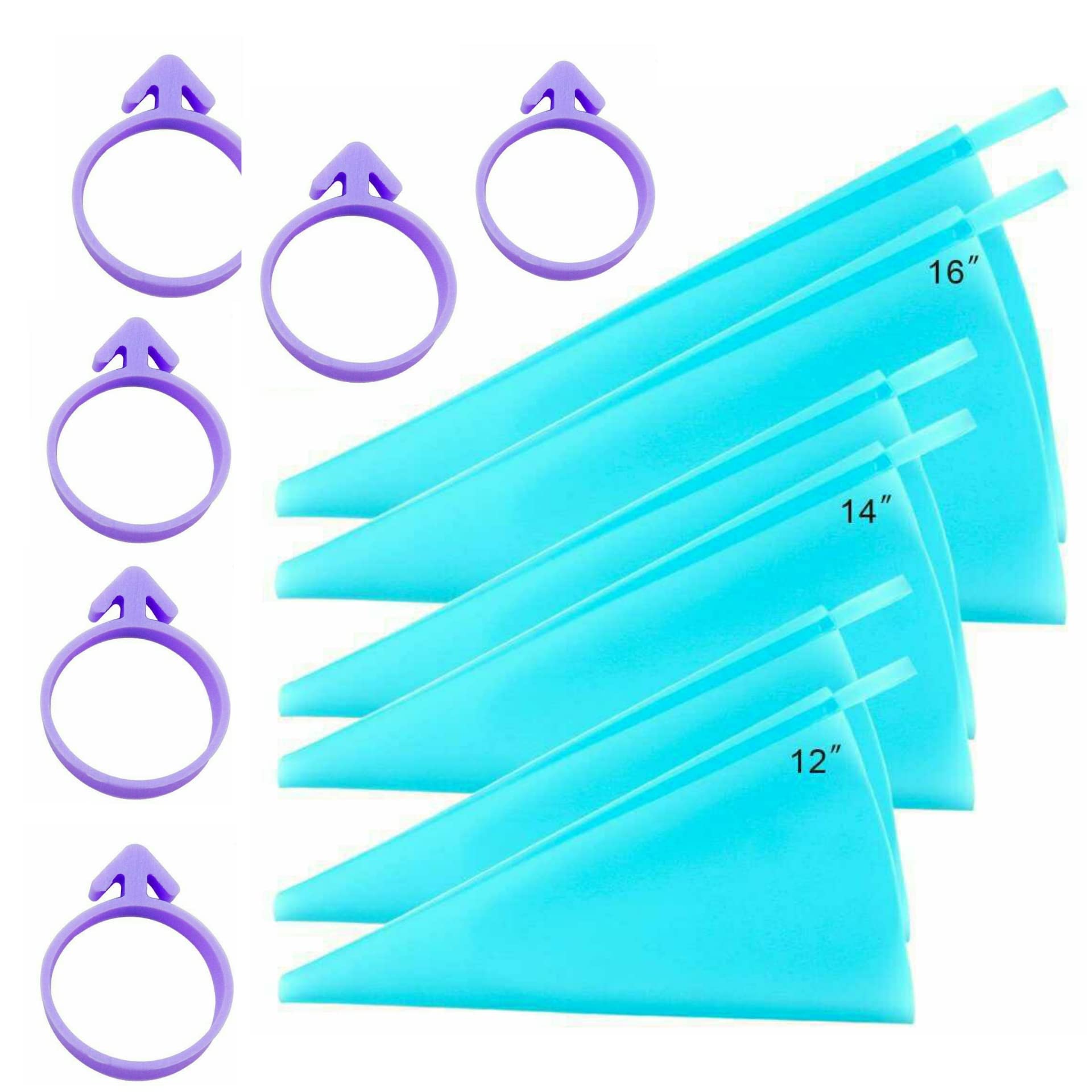 5Henry's Smart Baking 3 Different Sizes 6pcs Silicone Icing Bags | Reusable Icing Piping Bags | Cake Decorating Tools | 6 Pastry Bag Ties | Use with Standard Wilton Size Tips