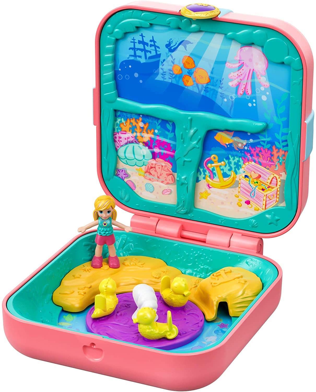 Polly Pocket GDK77 Hidden Hideouts Mermaid Cove with 3 Reveals, 3 Accessories, 1 Micro Polly Doll & Sticker Sheet — image 1