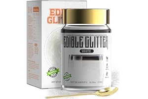 LOCDO Edible Glitter, Edible Luster Dust -100% Food Grade Brew Glitter for Drinks & Food & Cake No Taste or Texture, Vegan Allergen-Free (Pearl White, Large 15G)