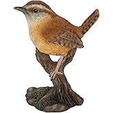 Hi-Line Gift Various Bird on Stump Statues (Carolina Wren)