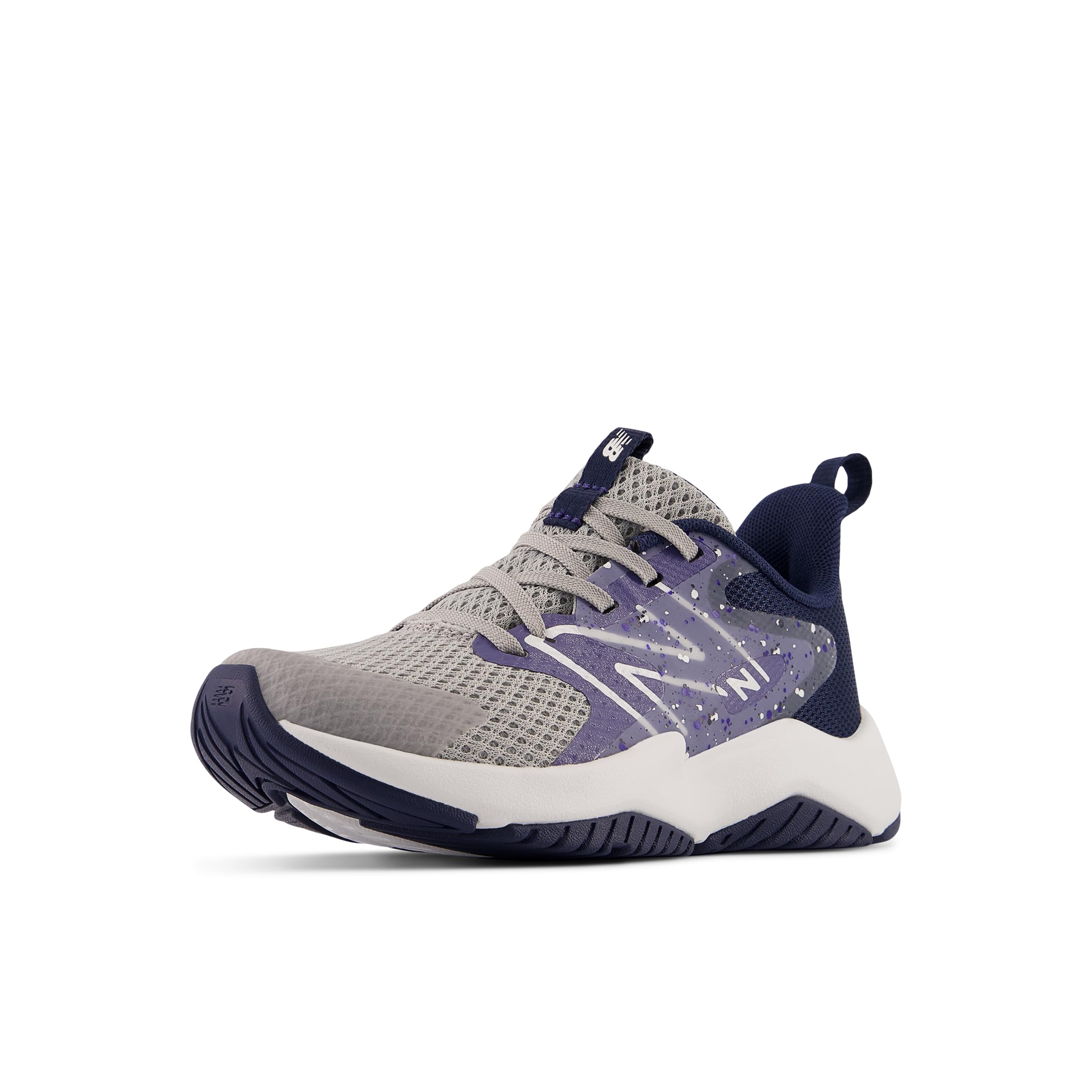 New Balance Kid's Rave Run V2 Lace-Up Running Shoe, Raincloud/Dream State/Nb Navy, 6.5 XW Big Kid Image