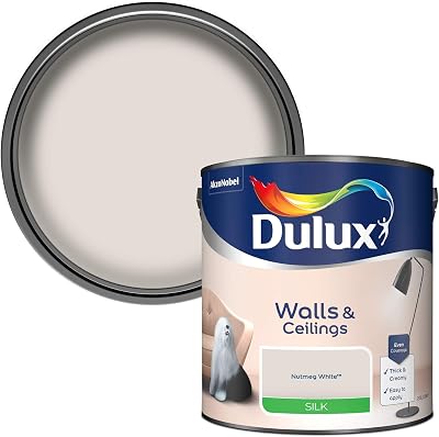 Dulux Silk Emulsion Paint for Walls and Ceilings Nutmeg White 2.5L