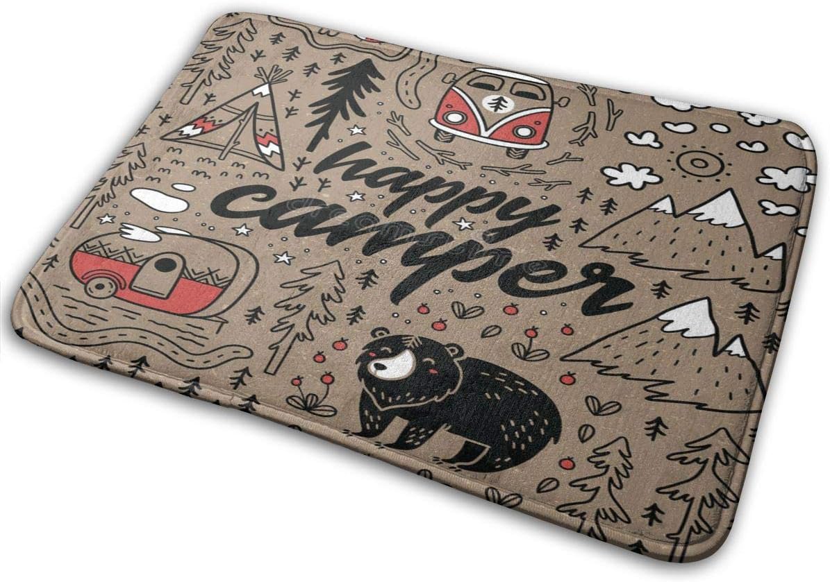 Amazon.com: Rwanww Happy Camper Camping Door Mat Entrance Mat Floor Mat