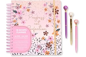 VOTUM 2025-2026 Monthly Large Planner- Daily, Weekly & Monthly Organizer with 3 Pens & Stickers - Progress Not Perfection, January 2025 to June 2026, Stylish & Durable