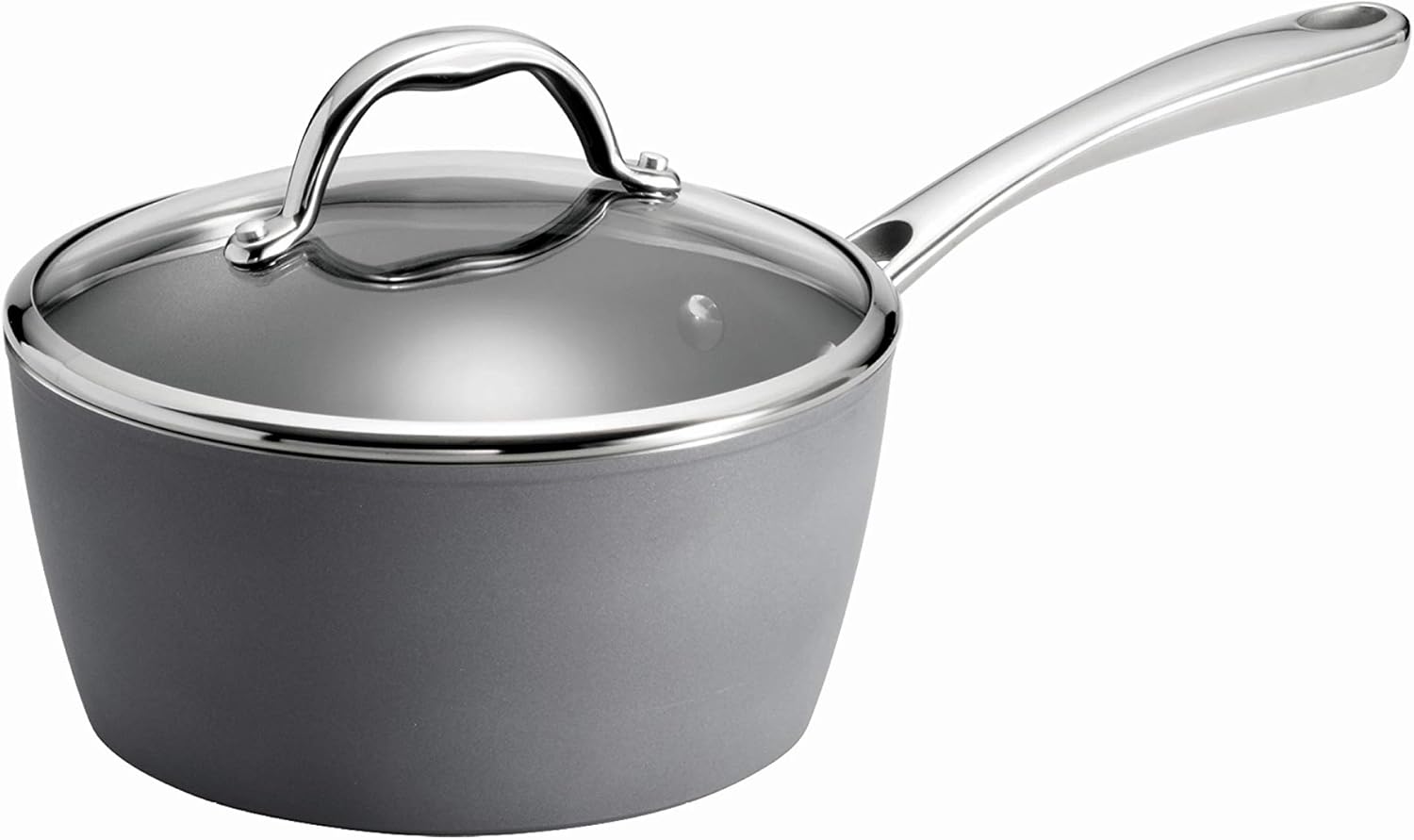 Tramontina Gourmet Induction Aluminum Nonstick, Made in Italy, 3-Quart Covered Sauce Pan, Slate Gray