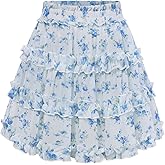 Scarlet Darkness Floral Mini Skirt for Women 2026 Ruffle Tiered Skorts Summer Flowy Skirts with Pockets