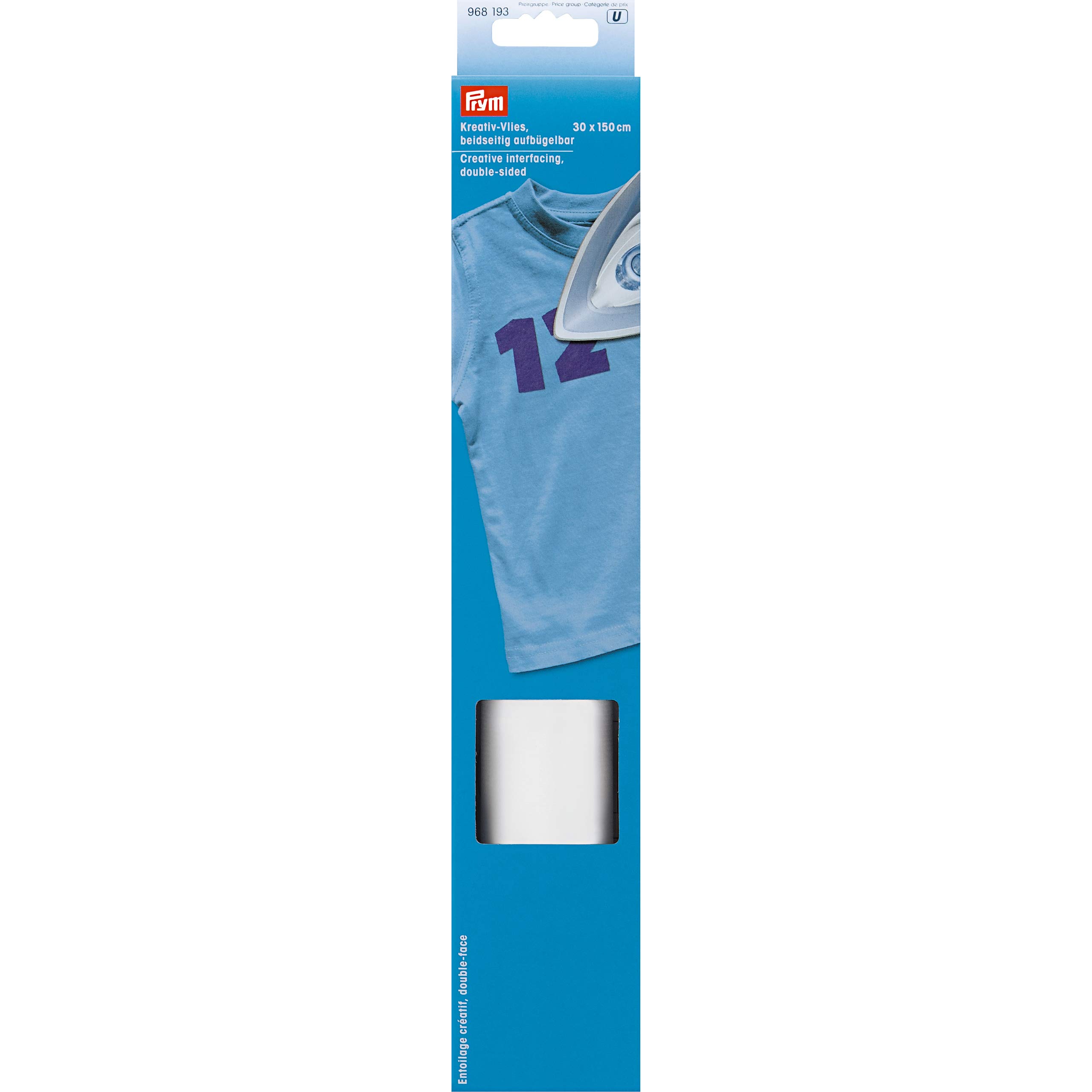 Prym Creative Fleece can be Ironed on Both Sides 150 x 30 cm, Polyester, White, 0.4" x 0.4"
