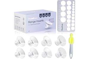 MOMFREE 8PCS Flange Sizing Kit 15/17/19/21mm for 24mm Flanges/Shield, Soft Silicone Flange Insert Compatible Momcozy/Spectra/Medela Breast Pump, Breast Pump Essential kit(with Nipple Rulers and Storage Bag)