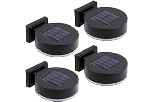 MAGGIFT 12 LEDs Solar Fence Lights Wall Mount, 10 Lumen Solar Deck Lights Solar Porch Lights Wall Sconce Warm White Lights for Outdoor, Steps, Yard, Garden, Garage, Patio, Driveway, 4 Pack