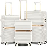 Joyway 3 Piece Luggage Set (20/24/28 Inch) – Lightweight ABS Hardshell Suitcases, Spinner Wheels, TSA Lock, Durable Travel Luggage (White)