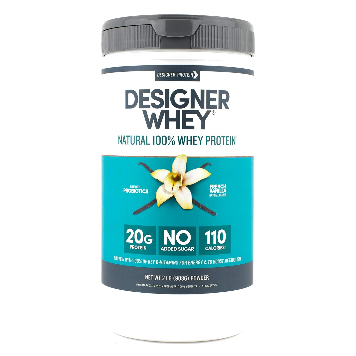 Designer Whey Protein Powder, French Vanilla, 2 Pound, Non GMO 32 Ounce