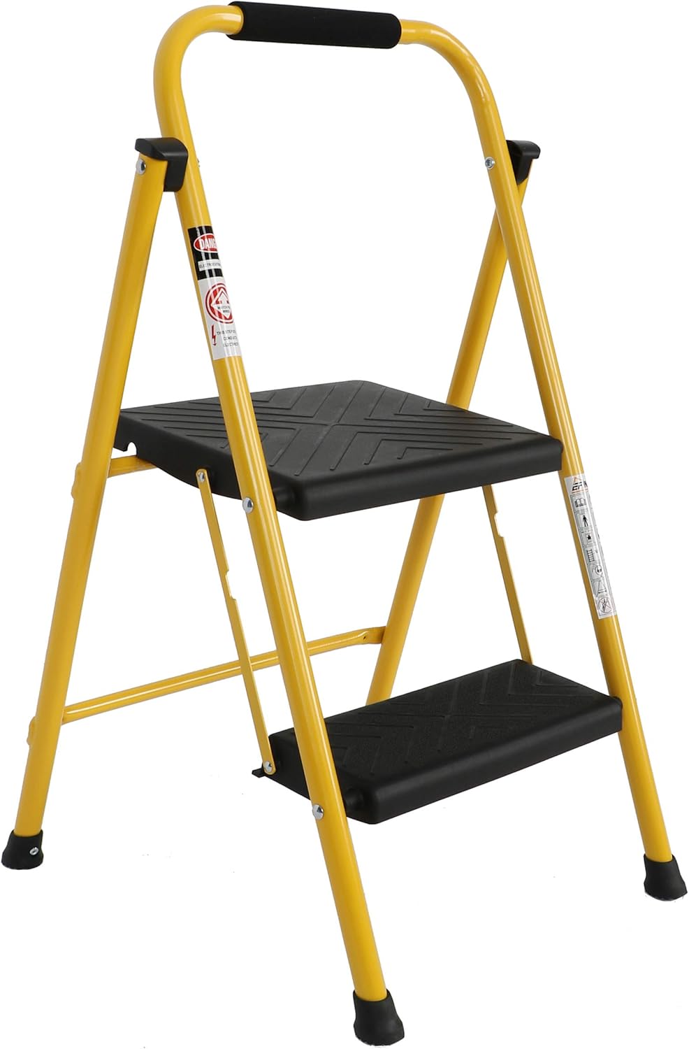 EFINE 2 Step Ladder, Oversized Pedal and Position Lock, High Grade Steel with Smooth Powder Coating, Sturdy and Lightwight, Holding up to 500lbs. (Yellow) - - 