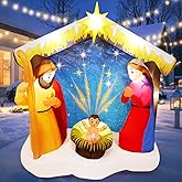 COMIN 6FT Christmas Inflatables Nativity Scene Outdoor Decorations, Christmas Blow Ups Yard Decorations Nativity Sets for Yard Garden Lawn