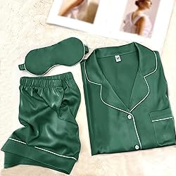 WJing Yi Jia Womens Pajama Sets XS-4XL Silk Satin