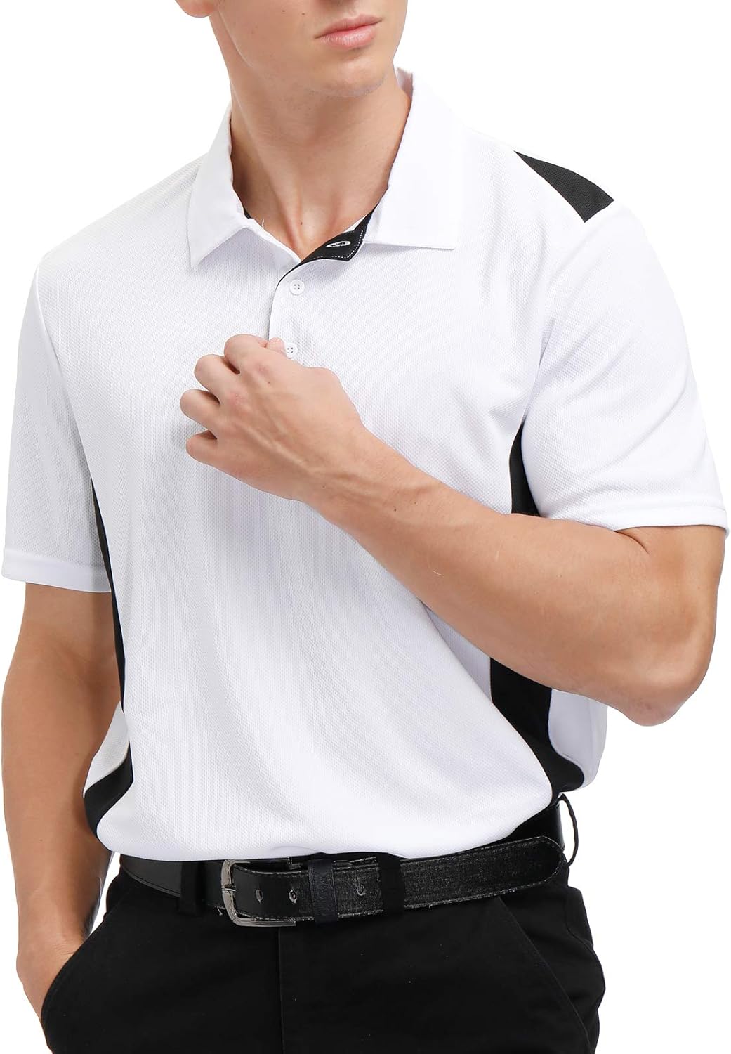 Sports Polo Shirts for Men Big and Tall Short Sleeve Side Blocked Performance Golf Polo: Clothing