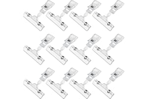 Clear Sign Clips Merchandise Display 12 Pack Plastic Label Pop Clips on Sign Holder Shelf Double Sided Swivel Price Tag Holde
