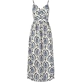 CUPSHE Women's Summer Maxi Dresses Floral Paisley Tie Back Vacation Dress Spaghetti Strap Beach Long Flowy Sundress