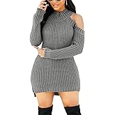 Sweater Dresses for Women Casual Sexy Off Shoulder Long Sleeve Knit Pullover Winter Pullover Dress