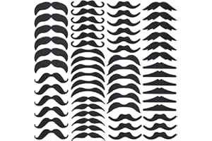 Parceria 60 Pcs Fake Mustache, Self Adhesive Novelty Fake Beard, Stick on False Facial Hair Realistic Mustache, Comfortable and Cool Looking Costume Beard