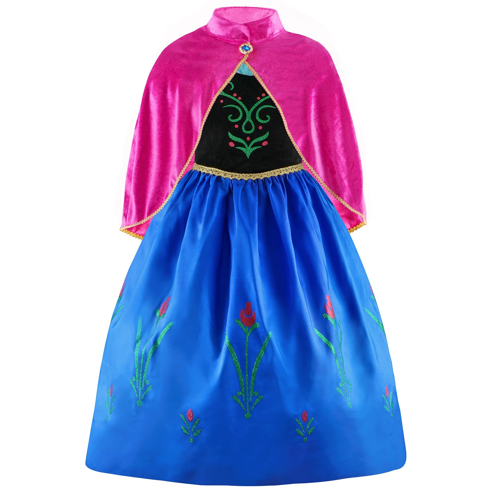 ELSA & ANNA Girls Princess Costume Dress - Snow Queen Costume for Girls Princess Dress Up Clothes for Birthday Cosplay Halloween Dress 2-3 Years (ANNA2)