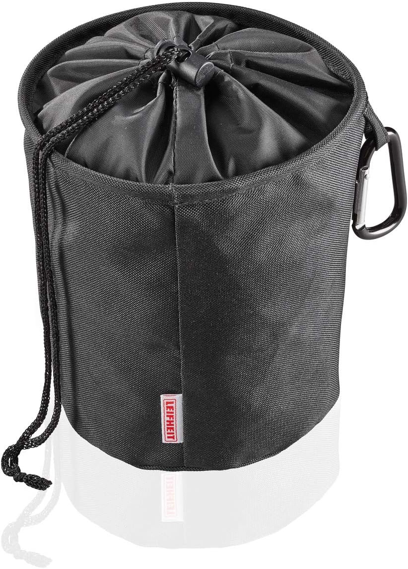 Leifheit Wäscheklammerbeutel mit Haken zum aufhängen, für bis zu 100 Wäscheklammern, schmutzsicherer Klammerbeutel für frische Wäsche, Klammerkorb aus engmaschigen Stoff, peg bag, schwarz