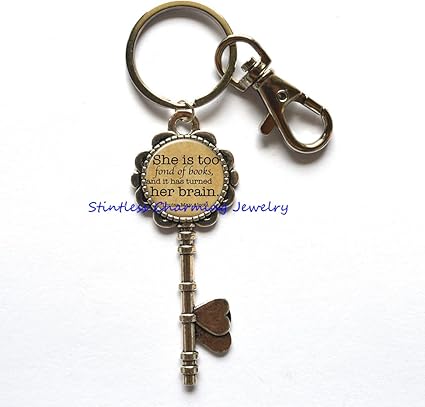 Elle Est Trop Passionnee De Livres Citation De Porte Cles Porte Cles Amateur De Livre Cadeau Livre Citation Porte Cles Book Worm Bibliothecaire Citation Amazon Fr Cuisine Maison