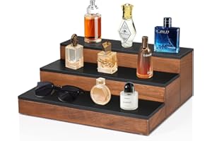 ANRXNCY 3-Tier Cologne Organizer for Men, Wood Perfume Organizer, Cologne Holder Perfume Stand for Mens Room Decor, Desktop Display Risers Stand for Organize and Decoration, Gift for Father