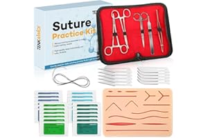 TENKAIWICK 41 Pieces Suture Practice Kit for Medical Students Suture Training，Suture Kit Includes Large Silicone Pad 14 Pre-Cut Wounds，24 Packs Sutures Thread with Needle,Complete Tools for Suture Skill Practice