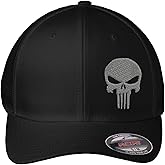 Skull Hat | Custom Embroidered Skull Hat | Military Skull Fitted Hat | Tactical Operator Men's Fitted Baseball Cap | American Independence Patriotic Apparel Black
