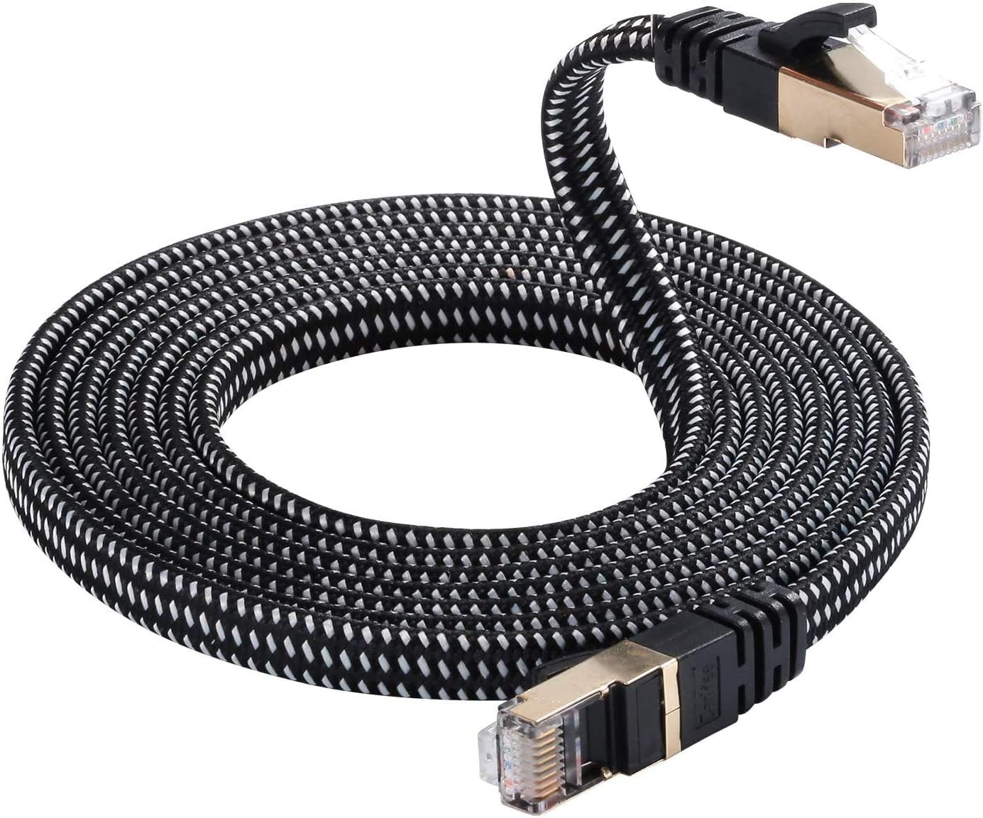 Cat 7 Ethernet Cable, DanYee Nylon Braided 10ft CAT7 High Speed Professional Gold Plated Plug STP Wires CAT 7 RJ45 Ethernet Cable 3ft 10ft 16ft 26ft 33ft 50ft 66ft 100ft (Black 10ft): Industrial & Scientific