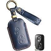 YONUFI Key Fob Cover for Lexus Leather Key Case Keychain for Lexus RX350 GX460 CT200H IS350 IS250 LS460 GS350 Car Key Holder (Blue)
