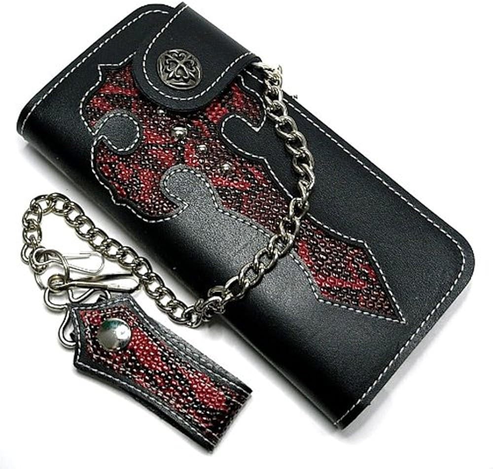 Amazon 長財布 メンズ かっこいい財布 チェーン付き 小銭入れ付