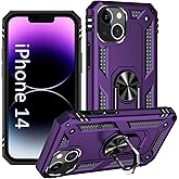 ADDIT i Phone 14 Case, for iPhone 14 Case,with Kickstand Ring,Adjustable Stand,Military Grade,Heavy Duty Protection,Shockproof,Anti-Fingerprint,Support Magnet Car Mount,Purple